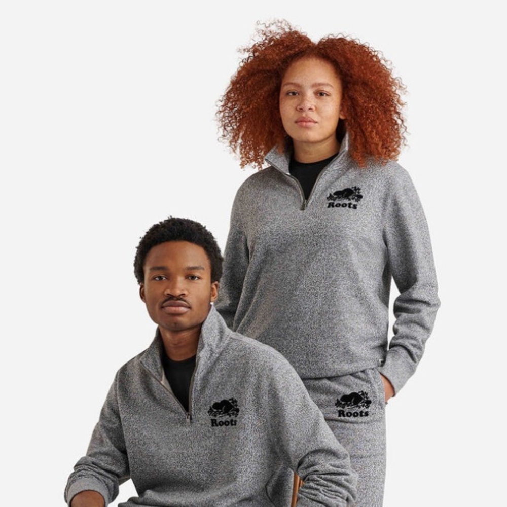 Roots Organic Original Half Zip Stein